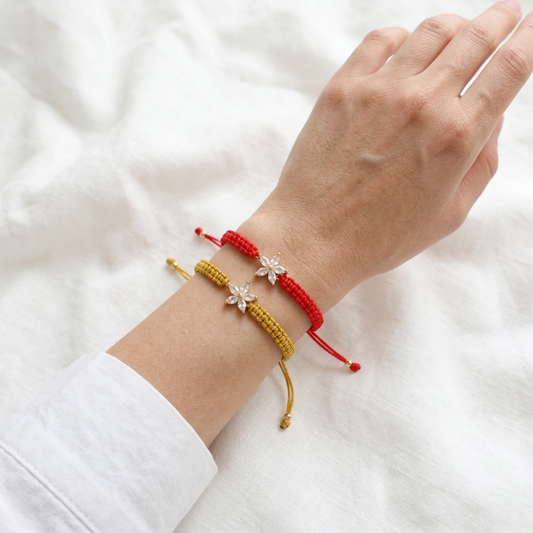 Handmade Customizable Brass Charm Bracelet With Cotton Wire