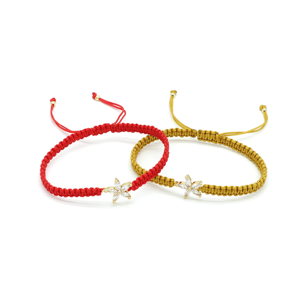 Handmade Customizable Brass Charm Bracelet With Cotton Wire