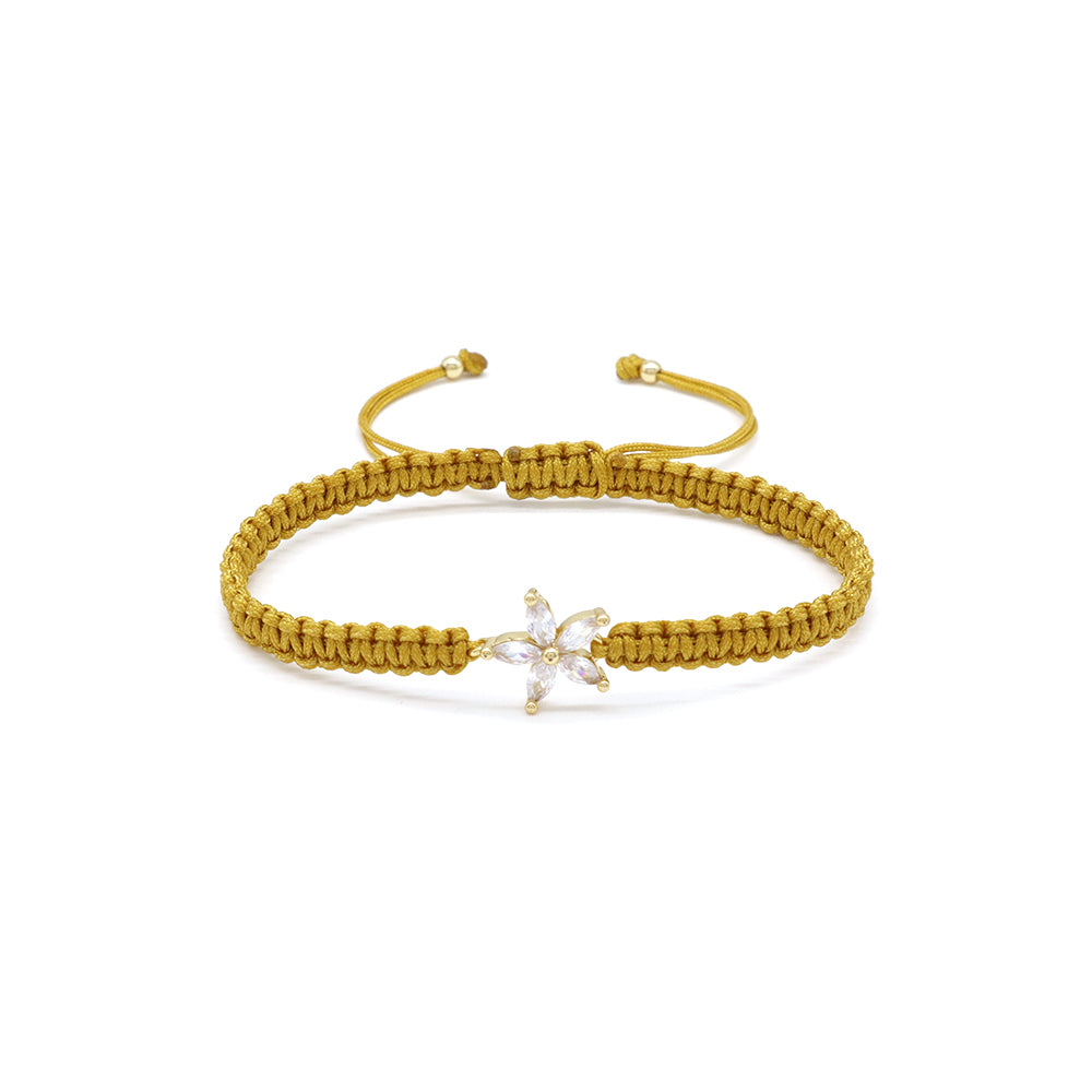 Handmade Customizable Brass Charm Bracelet With Cotton Wire