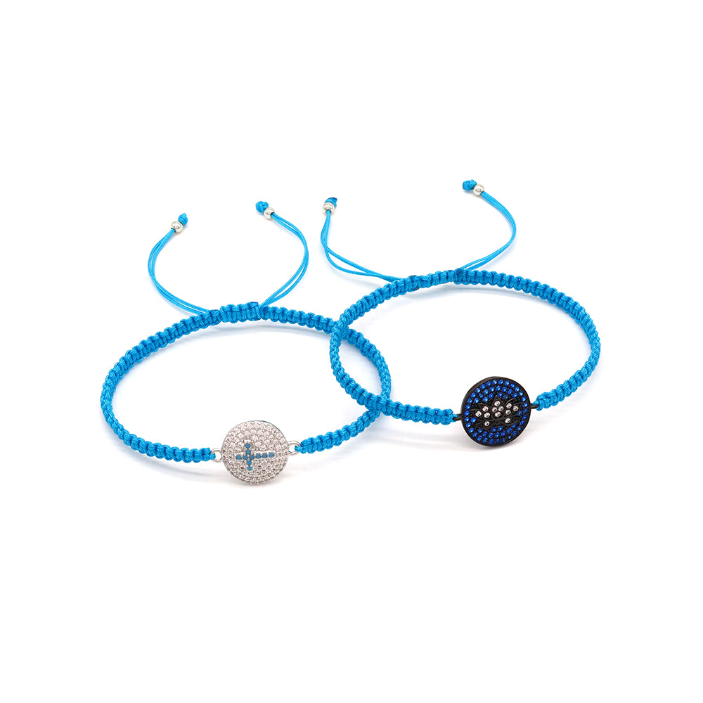 Handmade Customizable Brass Charm Bracelet With Cotton Wire