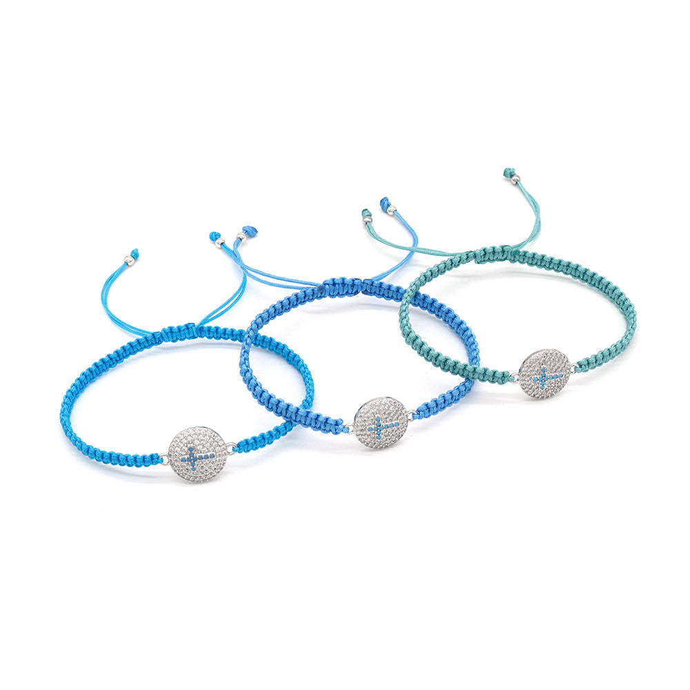 Handmade Customizable Brass Charm Bracelet With Cotton Wire