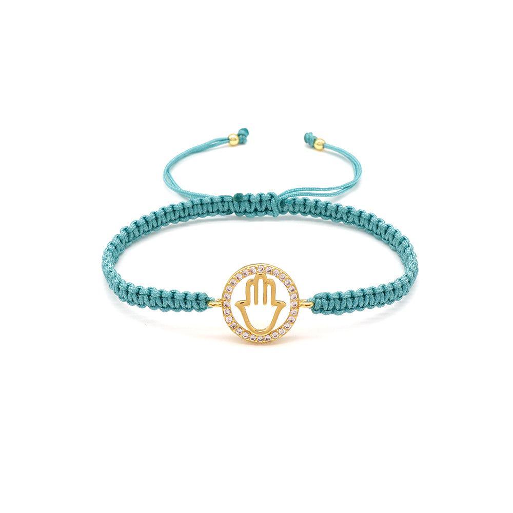 Handmade Customizable Brass Charm Bracelet With Cotton Wire