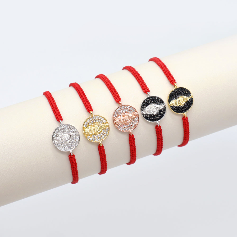 Handmade Customizable Brass Charm Bracelet With Cotton Wire