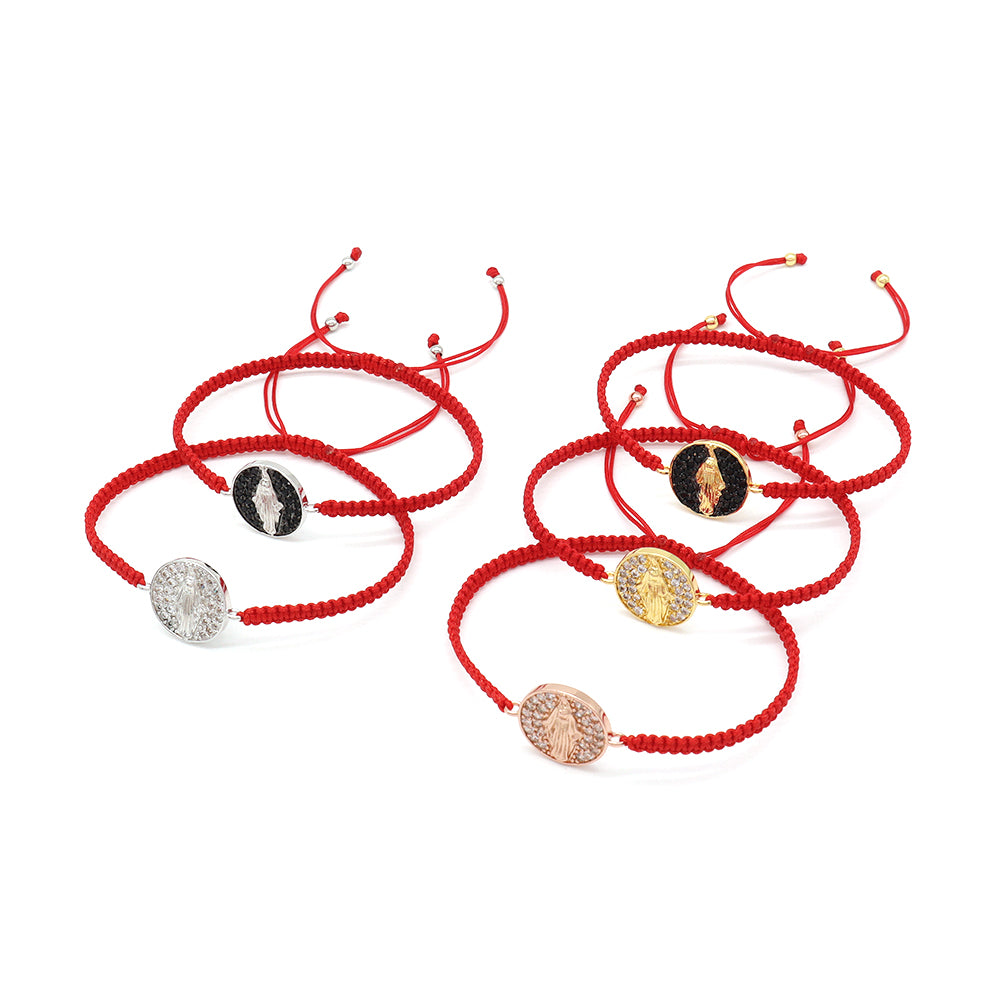 Handmade Customizable Brass Charm Bracelet With Cotton Wire