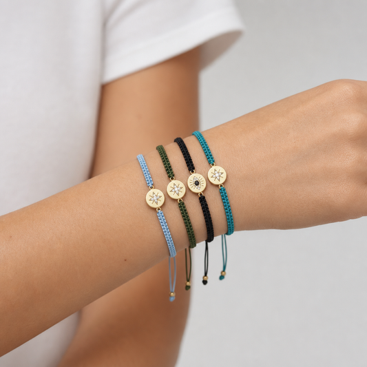 Handmade Hand Woven Brass Charm Bracelet With Colorful Cotton Wire