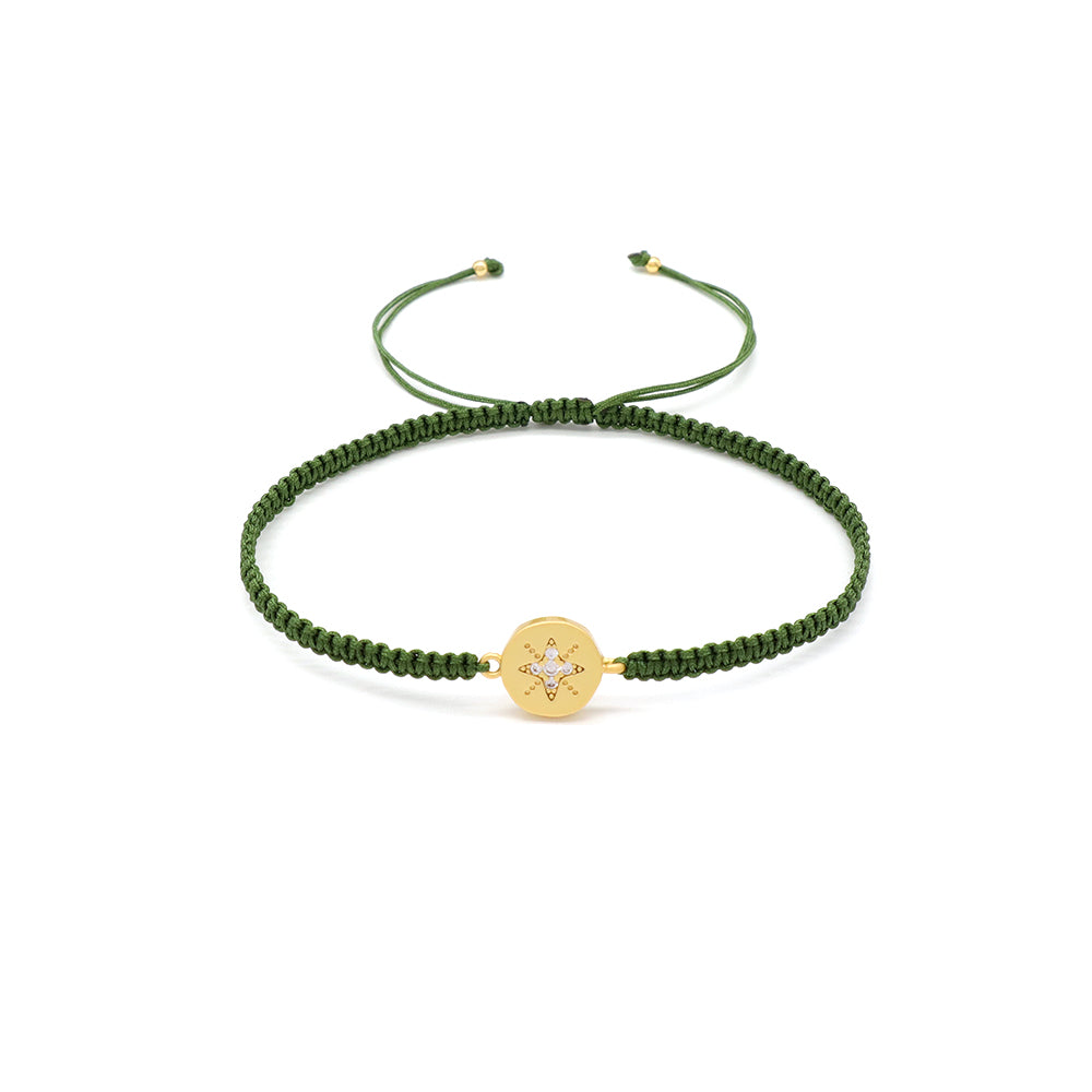 Handmade Customizable Brass Charm Bracelet With Cotton Wire