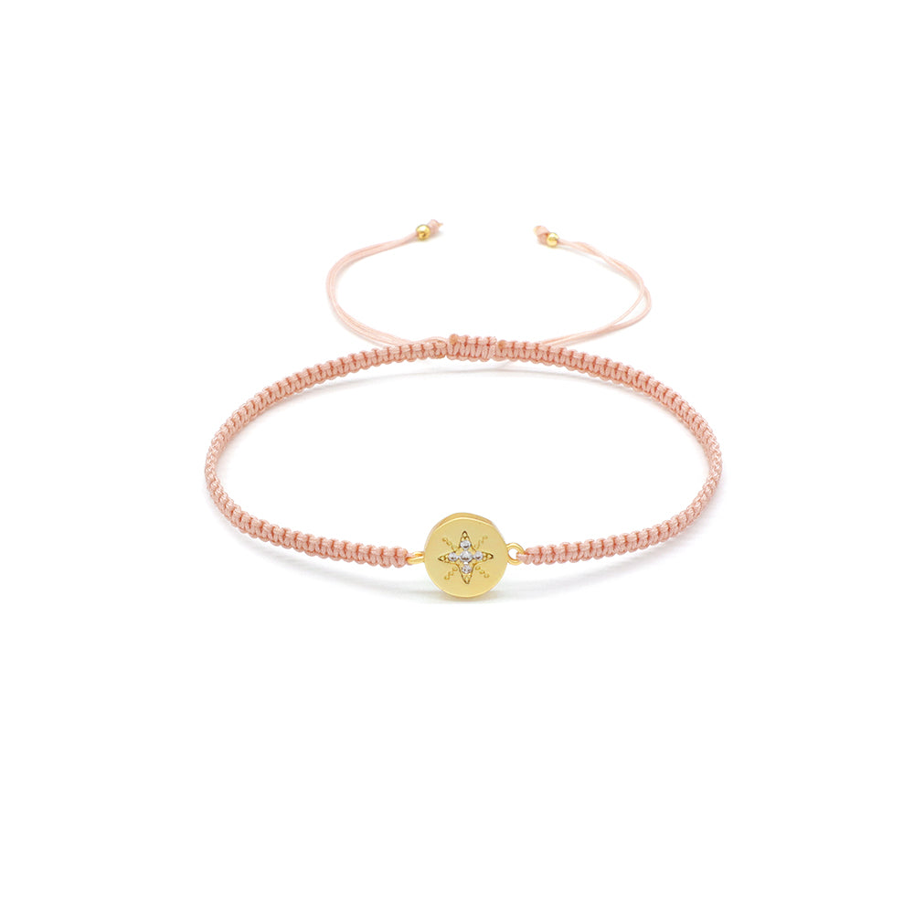 Handmade Customizable Brass Charm Bracelet With Cotton Wire