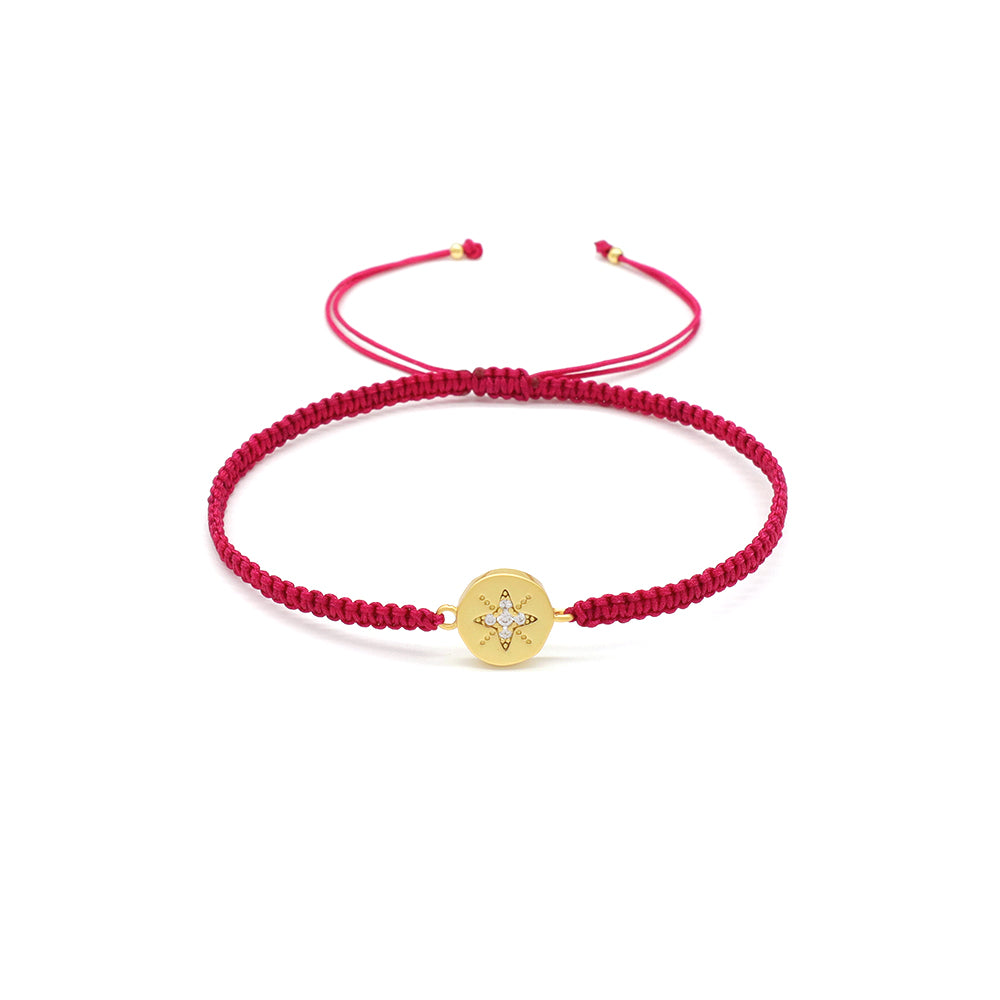 Handmade Customizable Brass Charm Bracelet With Cotton Wire