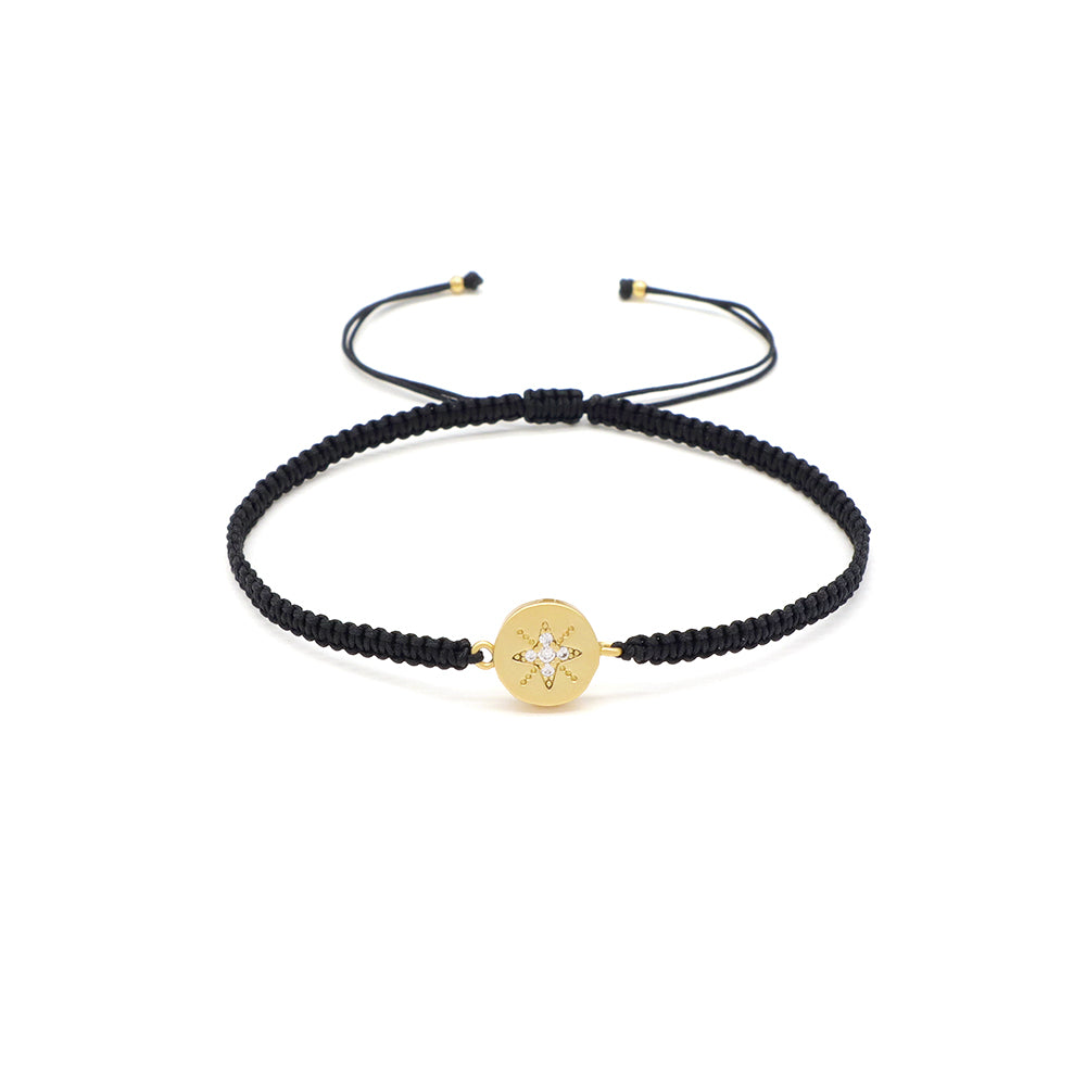 Handmade Customizable Brass Charm Bracelet With Cotton Wire