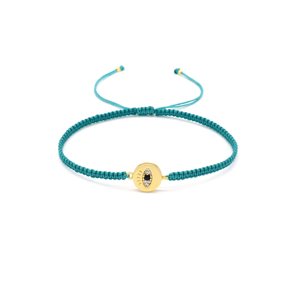 Handmade Customizable Brass Charm Bracelet With Cotton Wire