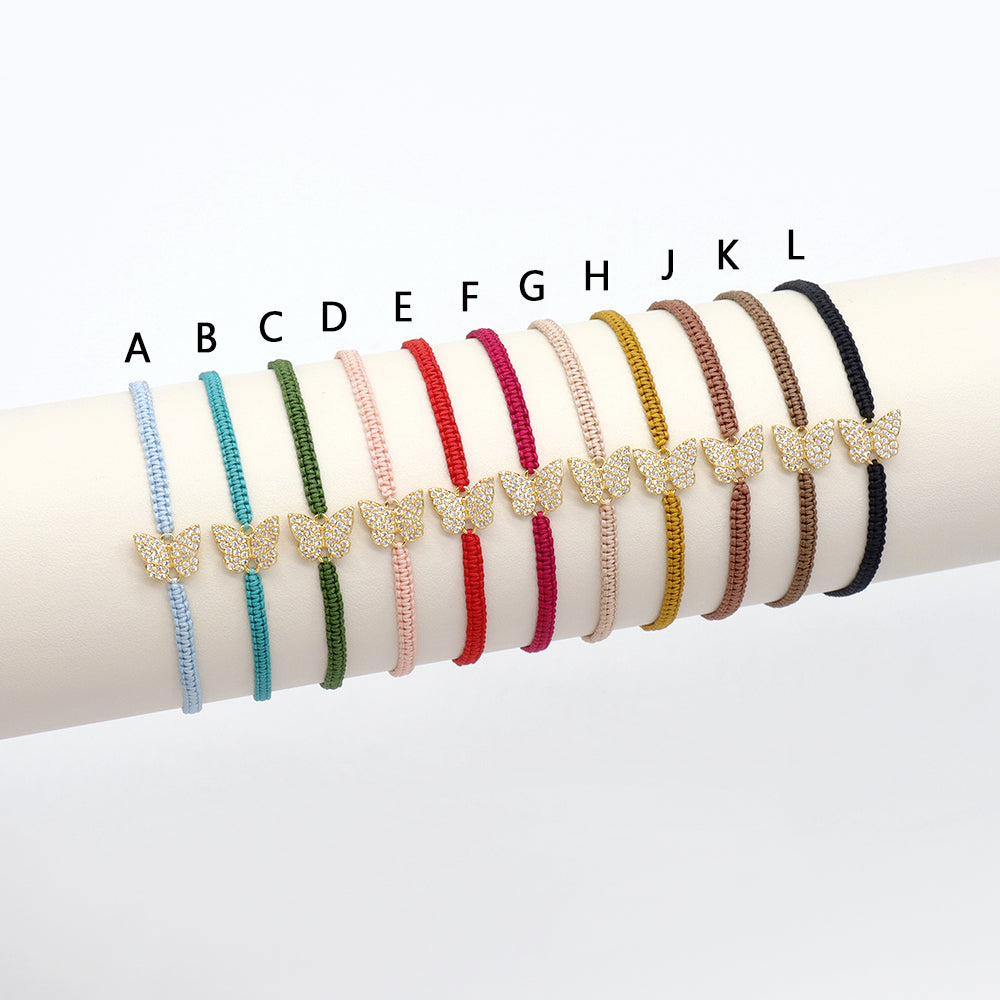 Handmade Customizable Brass Charm Bracelet With Cotton Wire