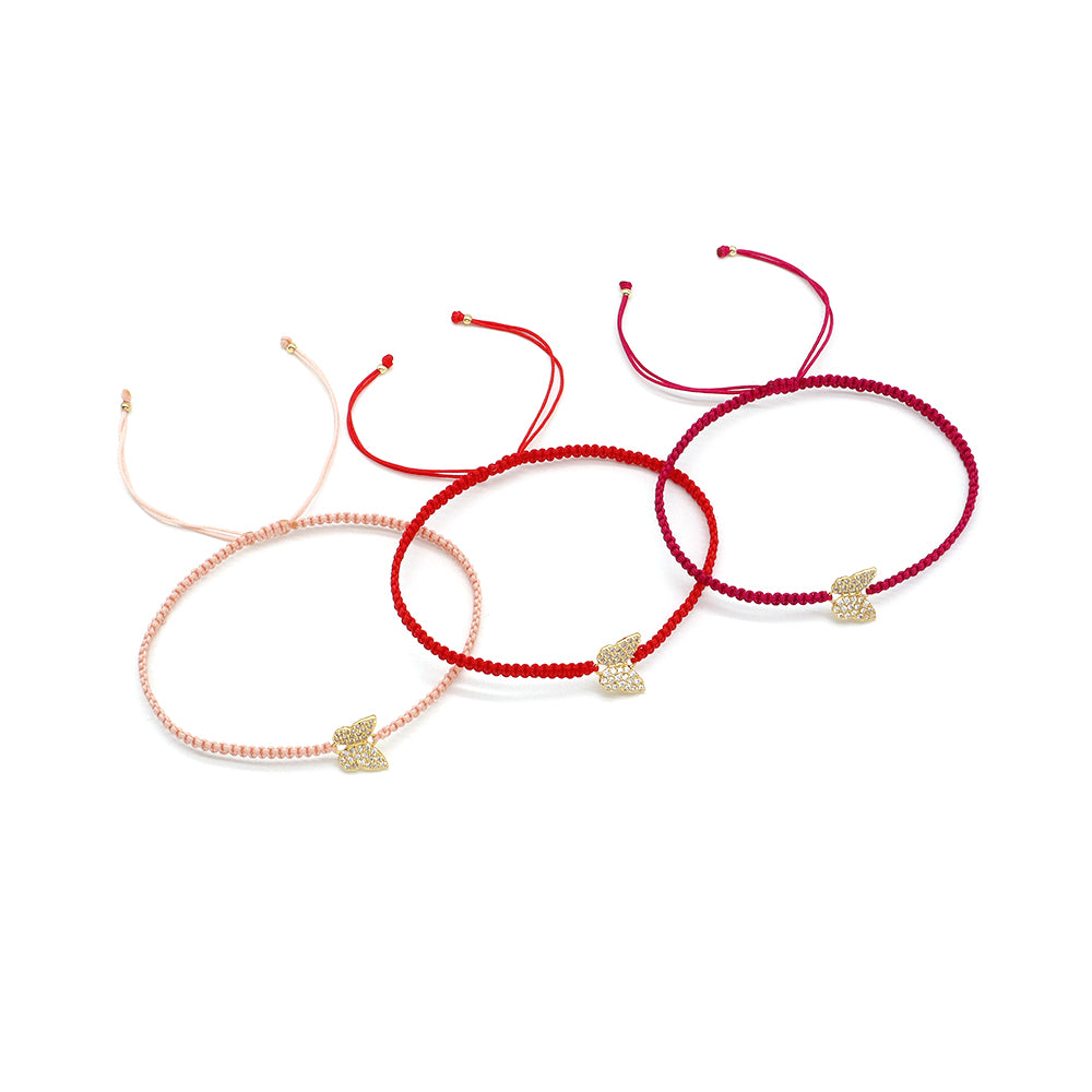 Handmade Customizable Brass Charm Bracelet With Cotton Wire