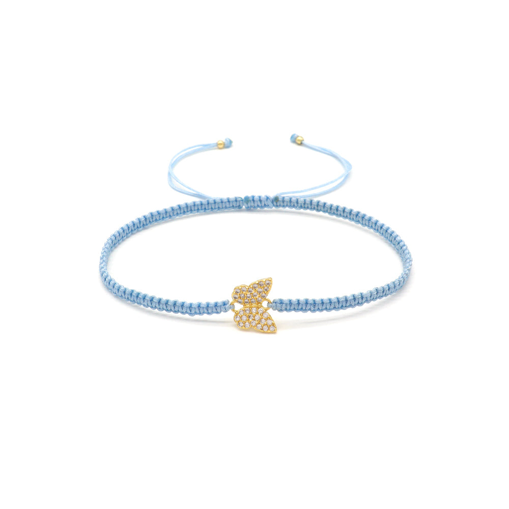 Handmade Customizable Brass Charm Bracelet With Cotton Wire