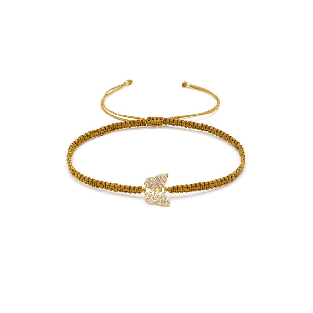 Handmade Customizable Brass Charm Bracelet With Cotton Wire