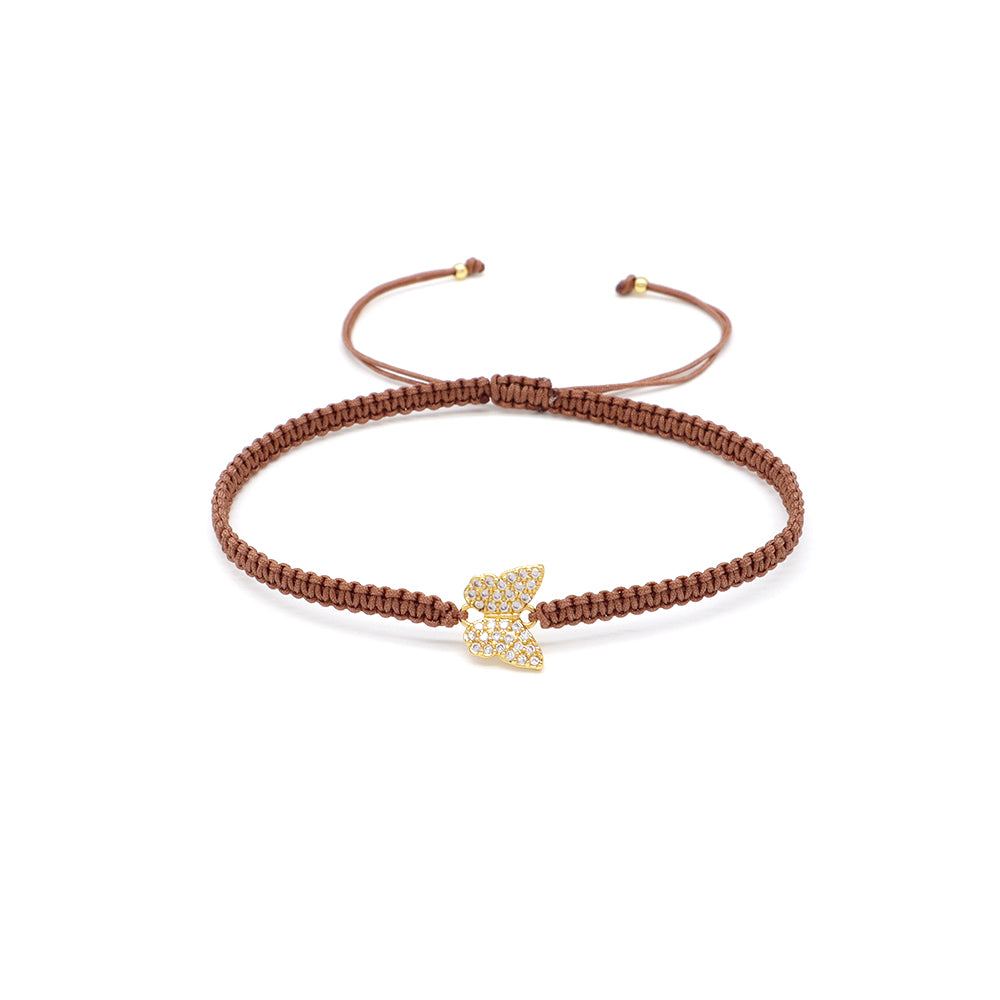 Handmade Customizable Brass Charm Bracelet With Cotton Wire