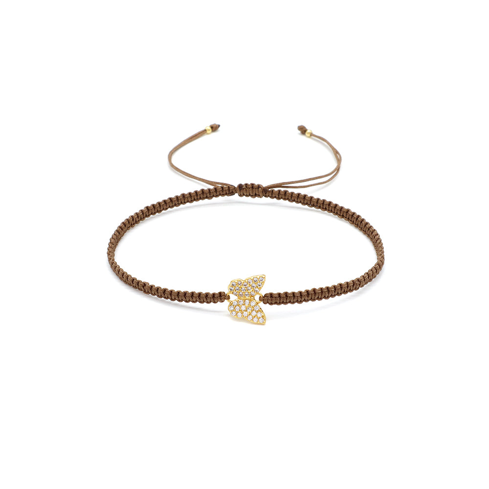 Handmade Customizable Brass Charm Bracelet With Cotton Wire