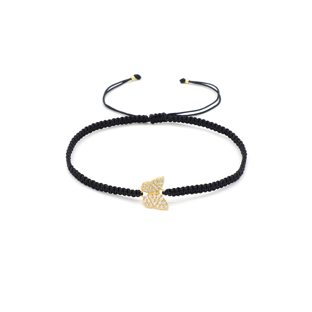 Handmade Customizable Brass Charm Bracelet With Cotton Wire