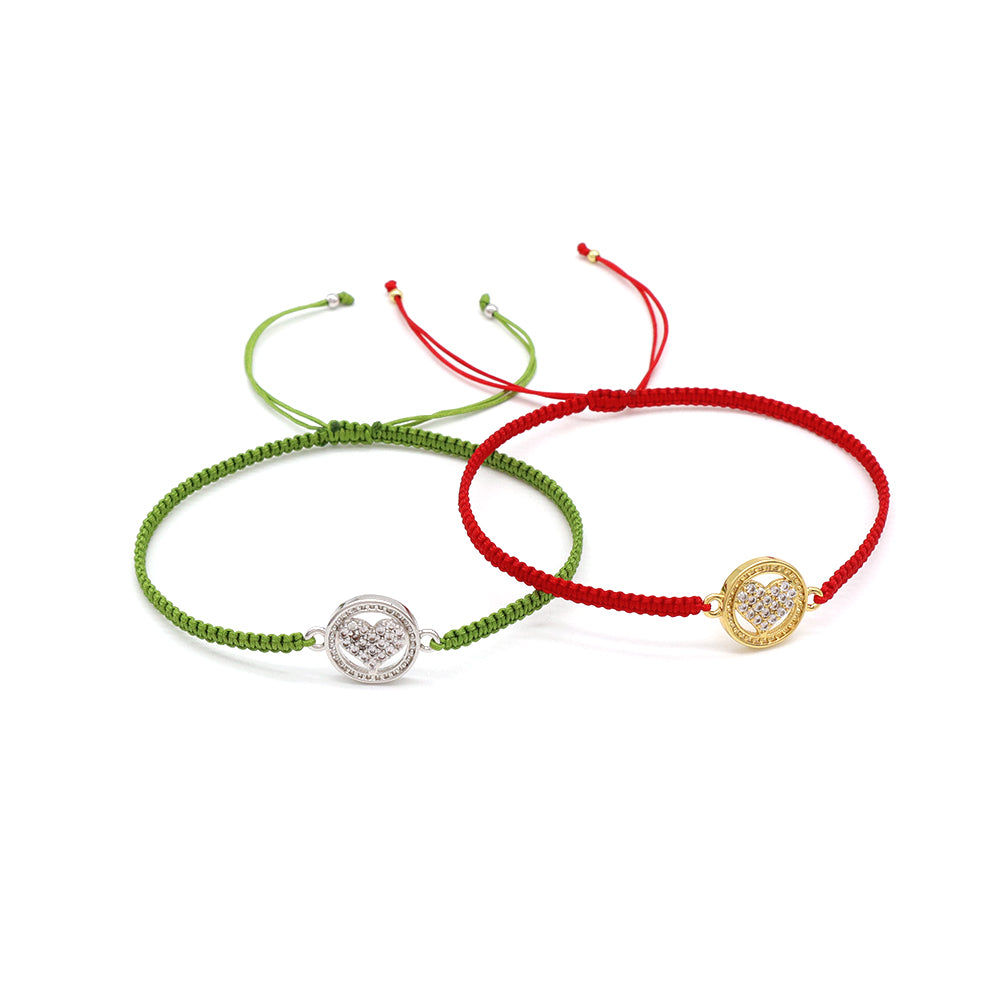 Handmade Customizable Brass Charm Bracelet With Cotton Wire