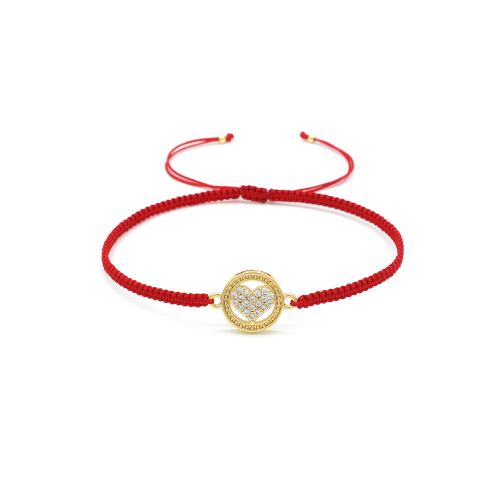 Handmade Customizable Brass Charm Bracelet With Cotton Wire