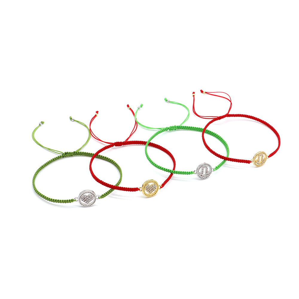 Handmade Customizable Brass Charm Bracelet With Cotton Wire