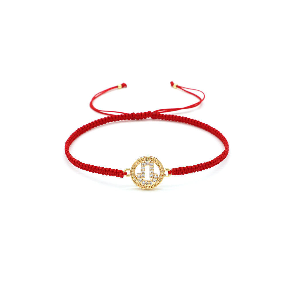 Handmade Customizable Brass Charm Bracelet With Cotton Wire