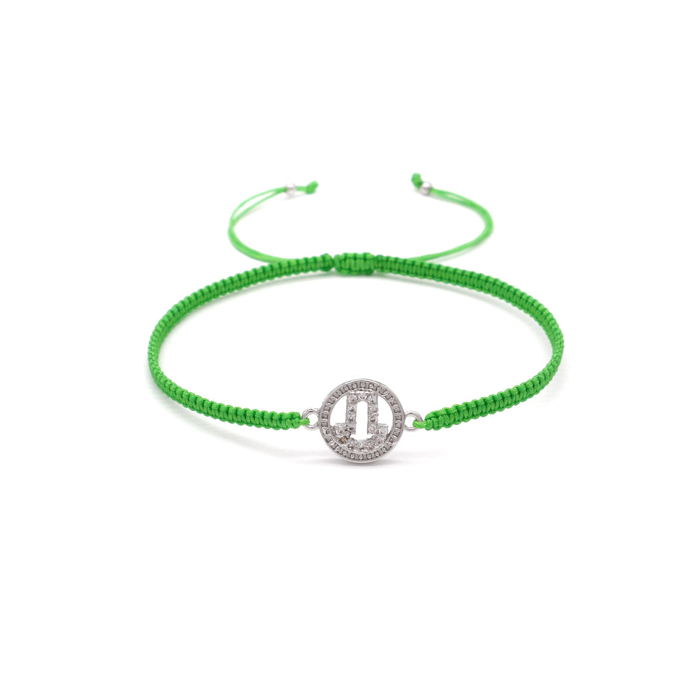 Handmade Customizable Brass Charm Bracelet With Cotton Wire