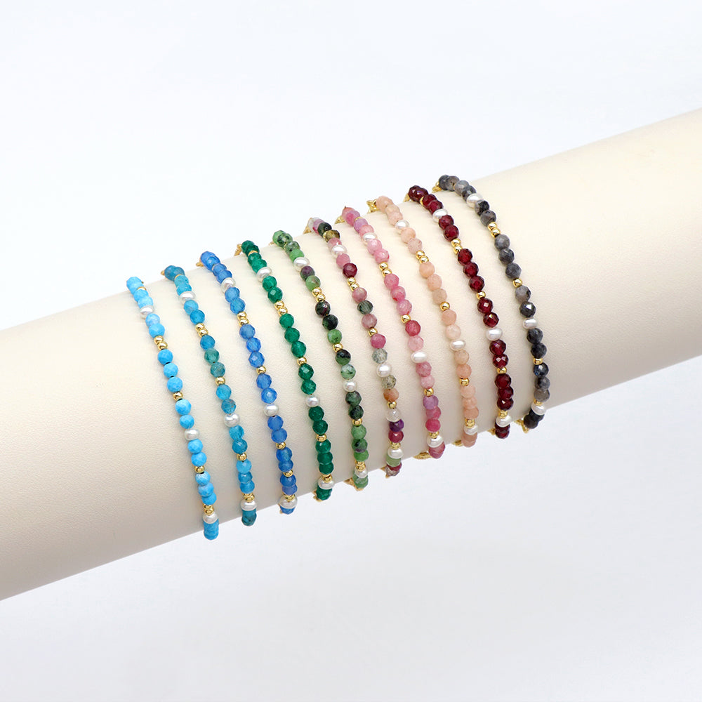 Handmade Customizable Natural Stone Bracelet With Fresh Water Pearl