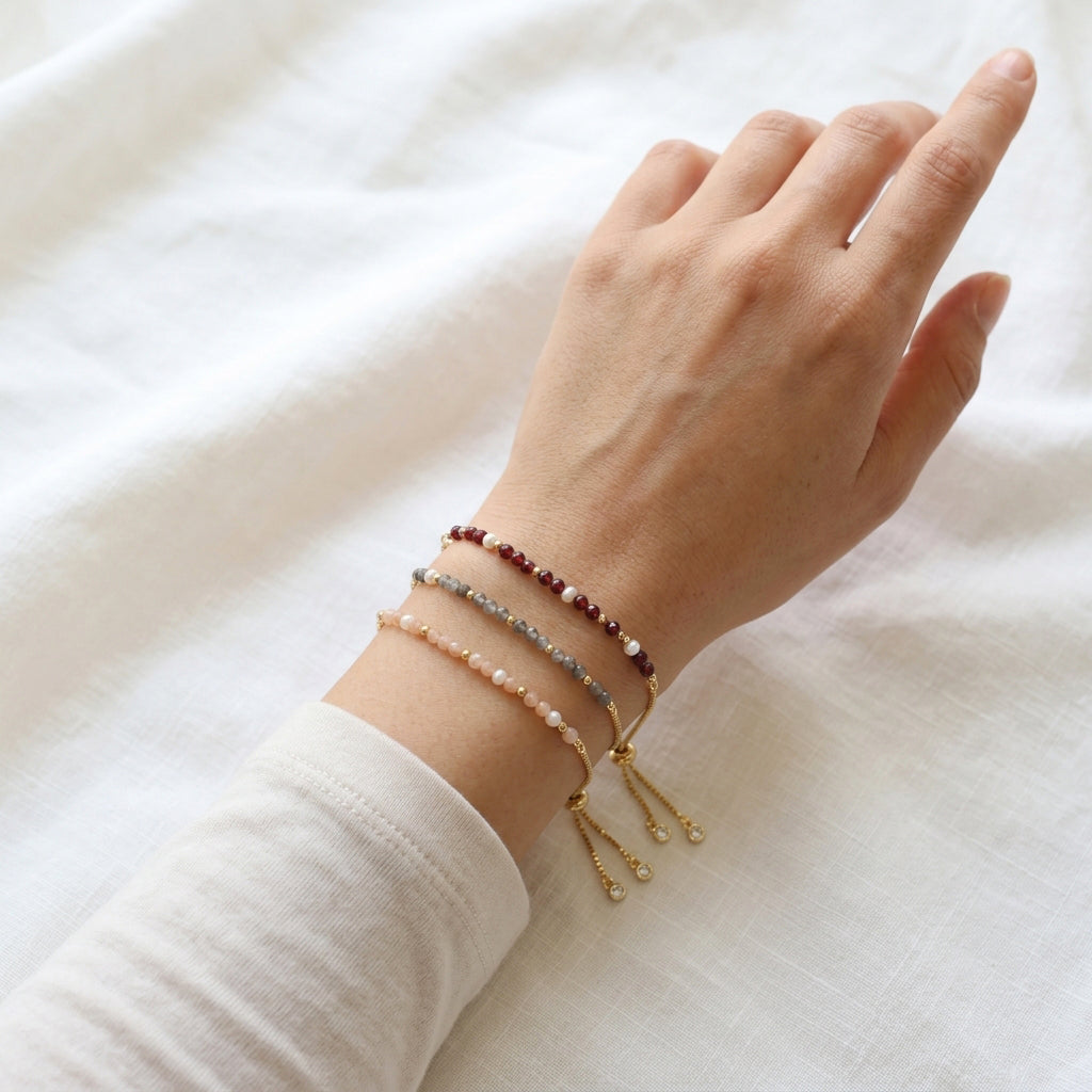 Handmade Customizable Natural Stone Bracelet With Fresh Water Pearl
