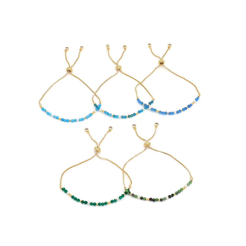 Handmade Customizable Natural Stone Bracelet With Fresh Water Pearl