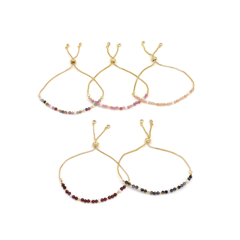 Handmade Customizable Natural Stone Bracelet With Fresh Water Pearl