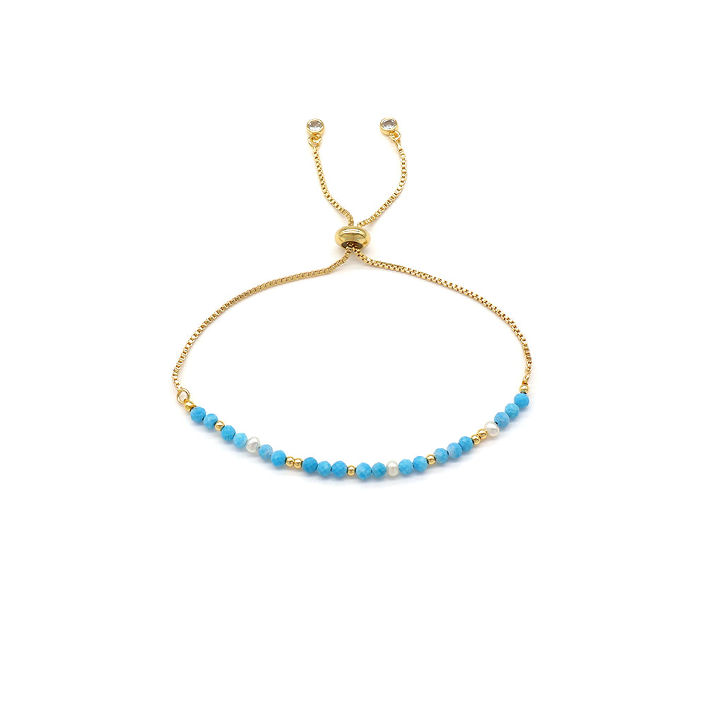 Handmade Customizable Natural Stone Bracelet With Fresh Water Pearl