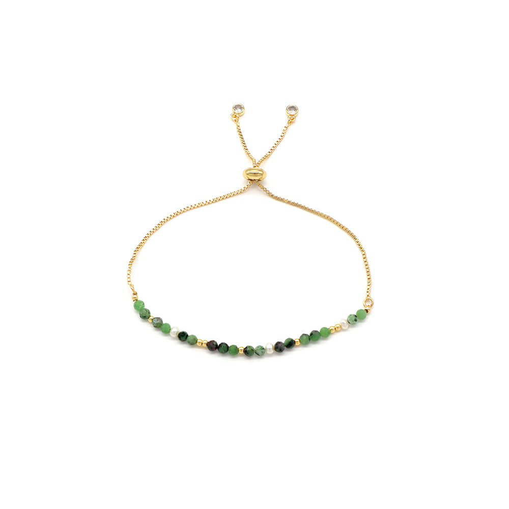 Handmade Customizable Natural Stone Bracelet With Fresh Water Pearl