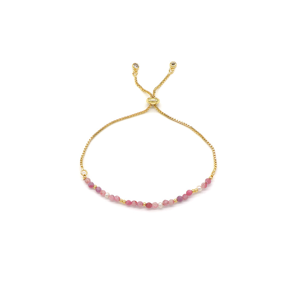 Handmade Customizable Natural Stone Bracelet With Fresh Water Pearl