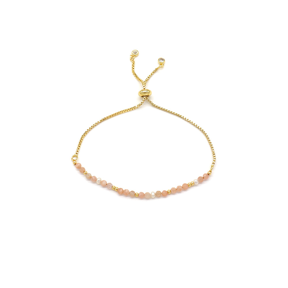 Handmade Customizable Natural Stone Bracelet With Fresh Water Pearl