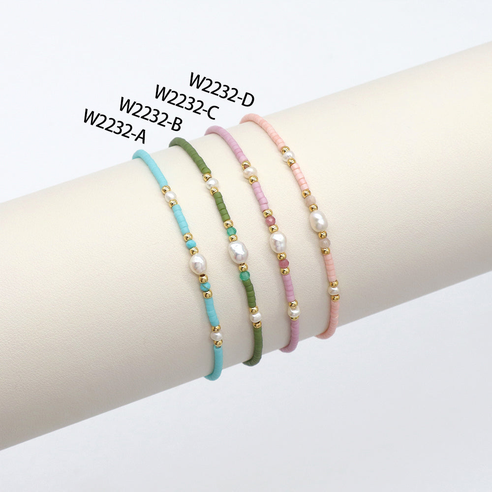 Handmade Customizable Natural Stone Miyuki Beads Bracelet With Fresh Water Pearl