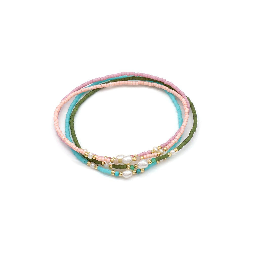 Handmade Customizable Natural Stone Miyuki Beads Bracelet With Fresh Water Pearl