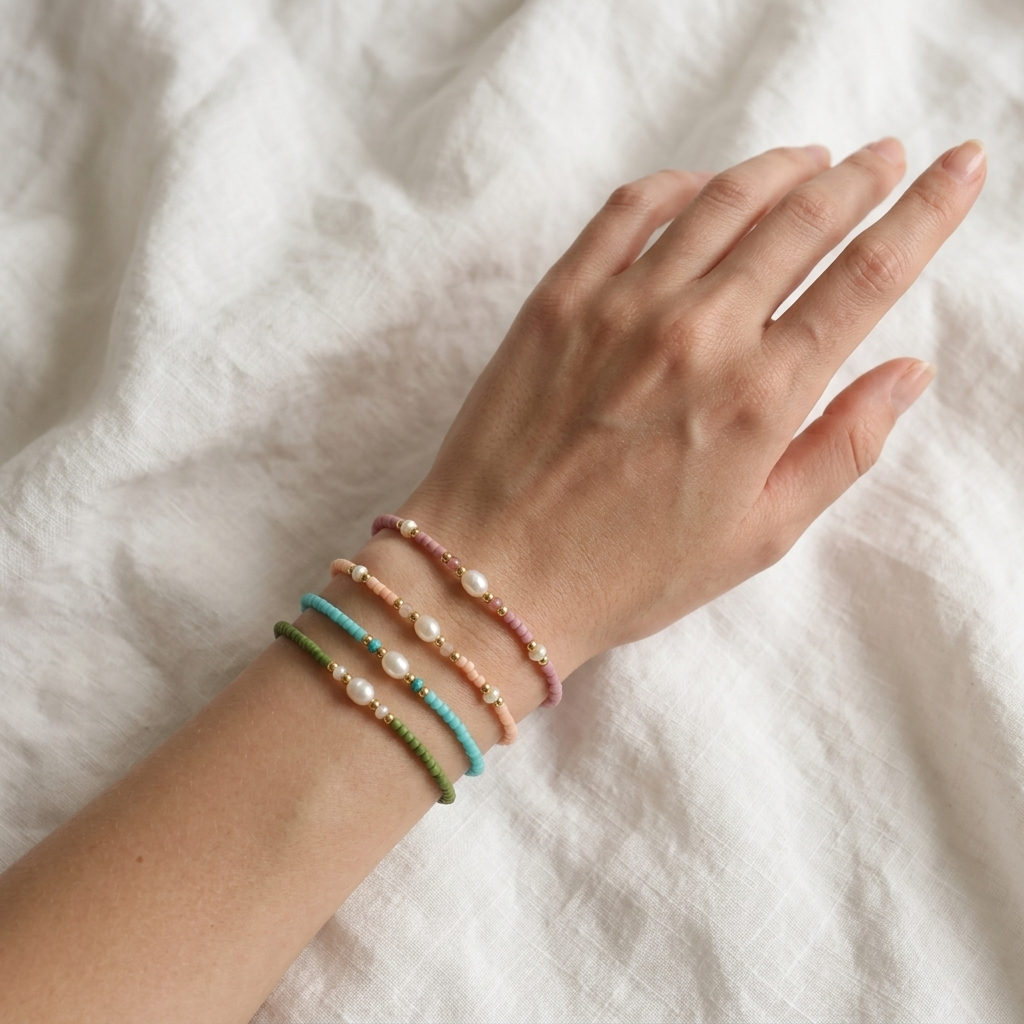 Handmade Customizable Natural Stone Miyuki Beads Bracelet With Fresh Water Pearl