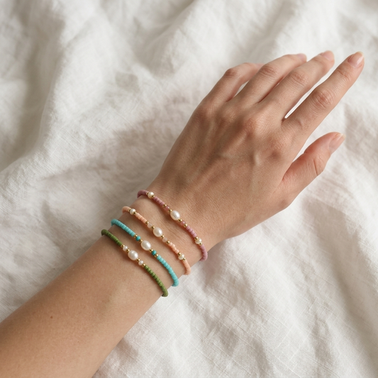 Handmade Customizable Natural Stone Miyuki Beads Bracelet With Fresh Water Pearl
