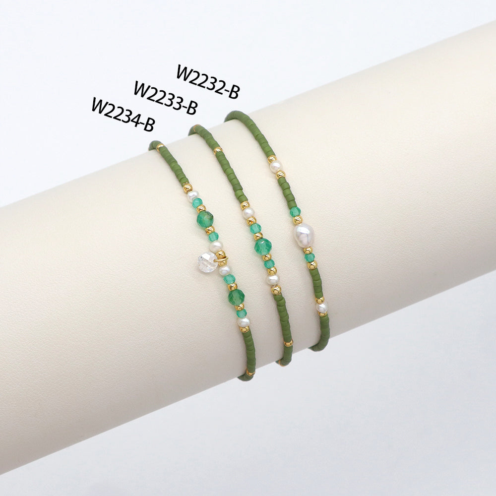 Handmade Customizable Natural Stone Miyuki Beads Bracelet With Fresh Water Pearl