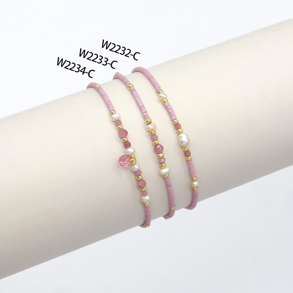 Handmade Customizable Natural Stone Miyuki Beads Bracelet With Fresh Water Pearl