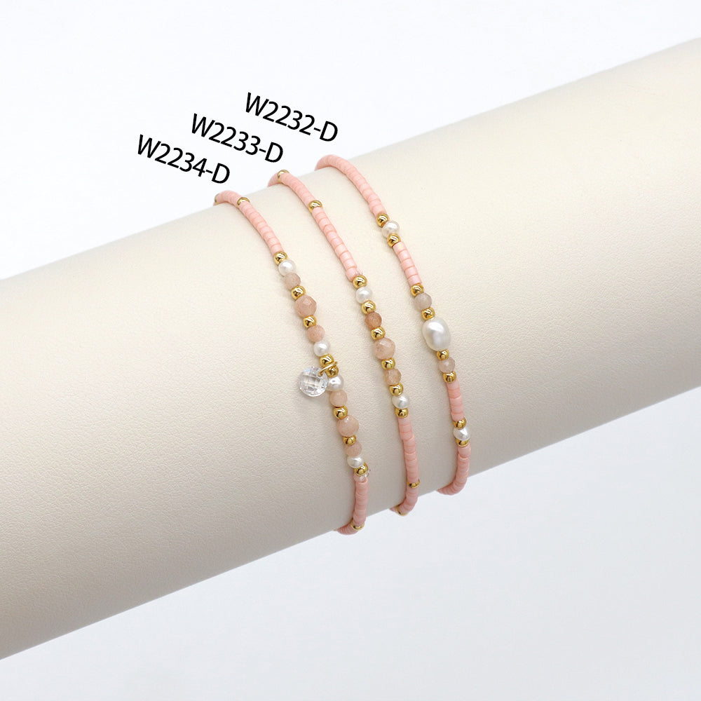 Handmade Customizable Natural Stone Miyuki Beads Bracelet With Fresh Water Pearl