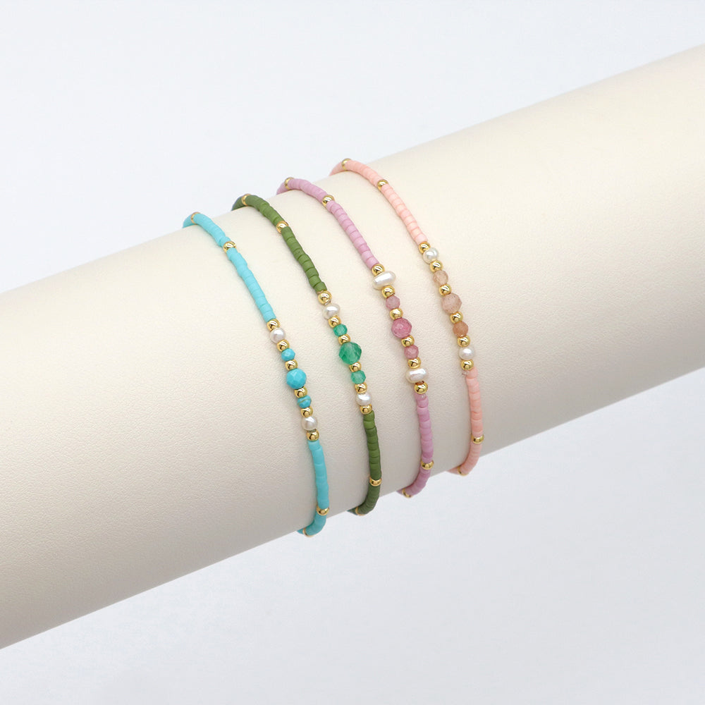 Handmade Customizable Natural Stone Miyuki Beads Bracelet With Fresh Water Pearl