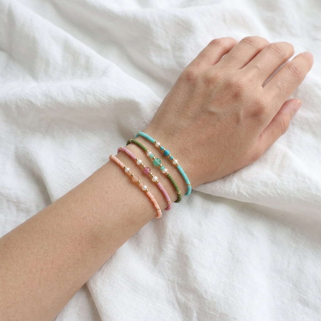 Handmade Customizable Natural Stone Miyuki Beads Bracelet With Fresh Water Pearl