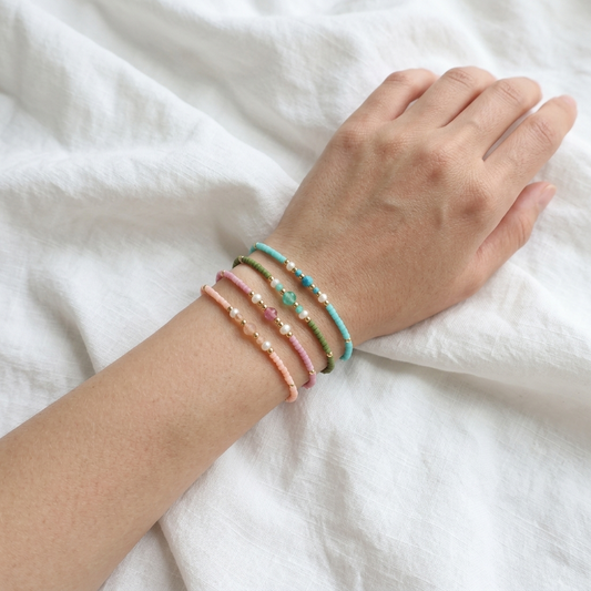 Handmade Customizable Natural Stone Miyuki Beads Bracelet With Fresh Water Pearl