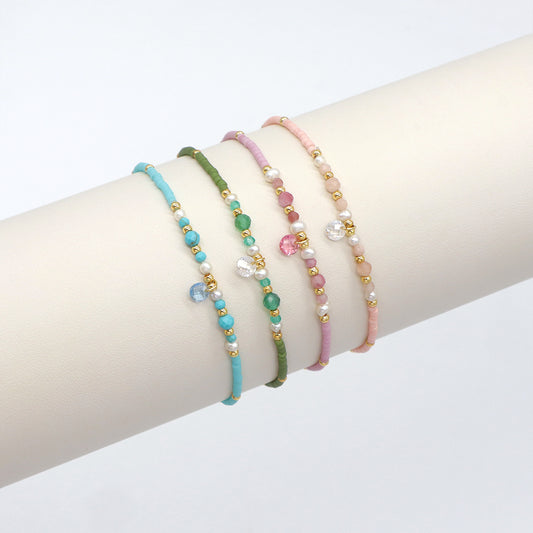 Handmade Customizable Natural Stone Miyuki Beads Bracelet With Fresh Water Pearl