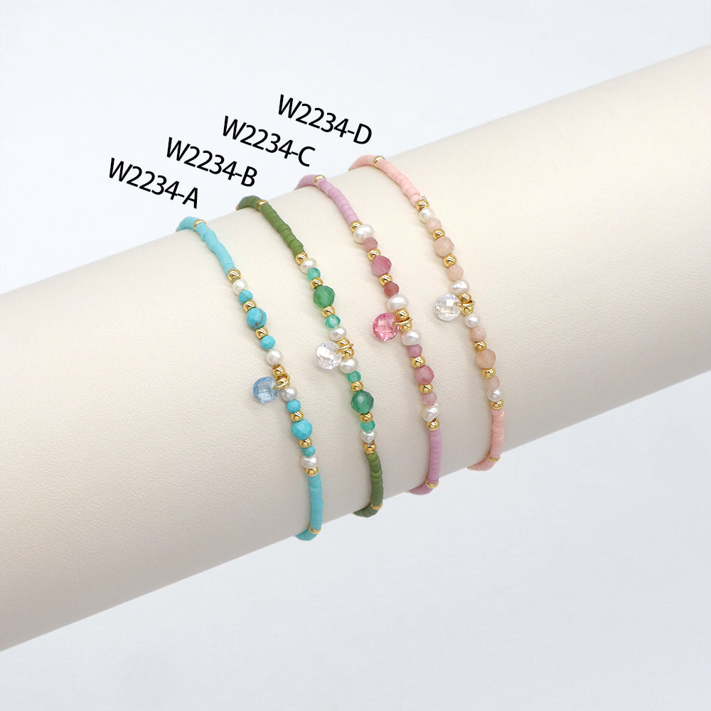 Handmade Customizable Natural Stone Miyuki Beads Bracelet With Fresh Water Pearl