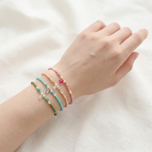 Handmade Customizable Natural Stone Miyuki Beads Bracelet With Fresh Water Pearl