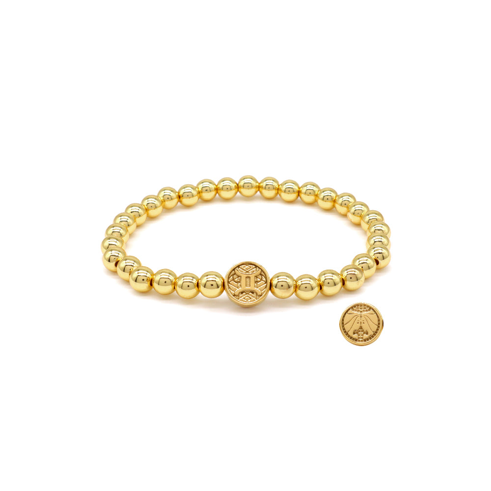 Handmade Customizable 6mm Brass Beads Bracelet With Stainless Steel Charm