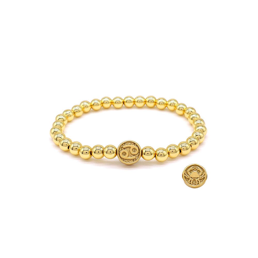 Handmade Customizable 6mm Brass Beads Bracelet With Stainless Steel Charm