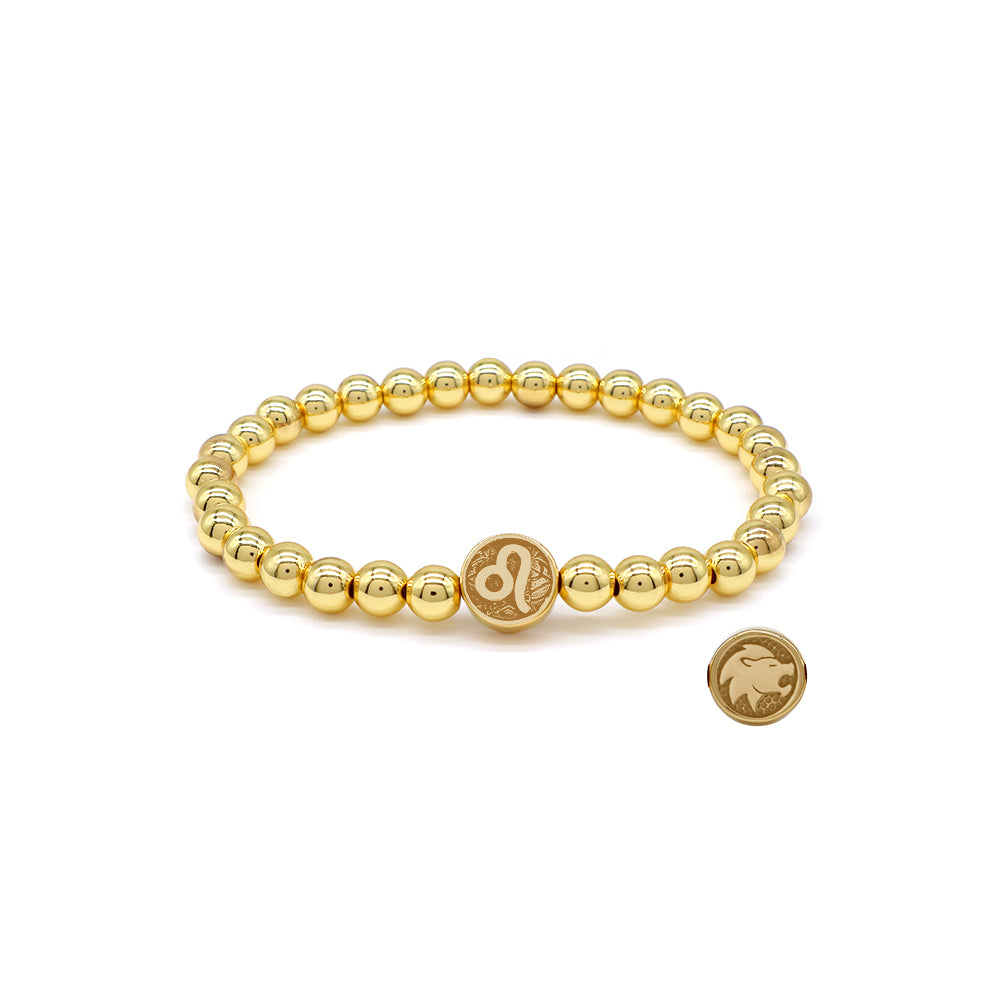 Handmade Customizable 6mm Brass Beads Bracelet With Stainless Steel Charm